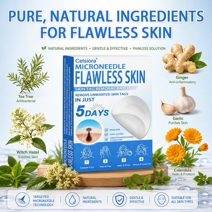 🍀 Celsiora® 2-in-1 Microneedle & Hydrocolloid Patch | Raised Moles,Acne,  Flat Warts & Skin Tags Remover | Improves Wrinkles, Blemishes & Scars | Invisible Pimple Patches for Face & Body (Copy)