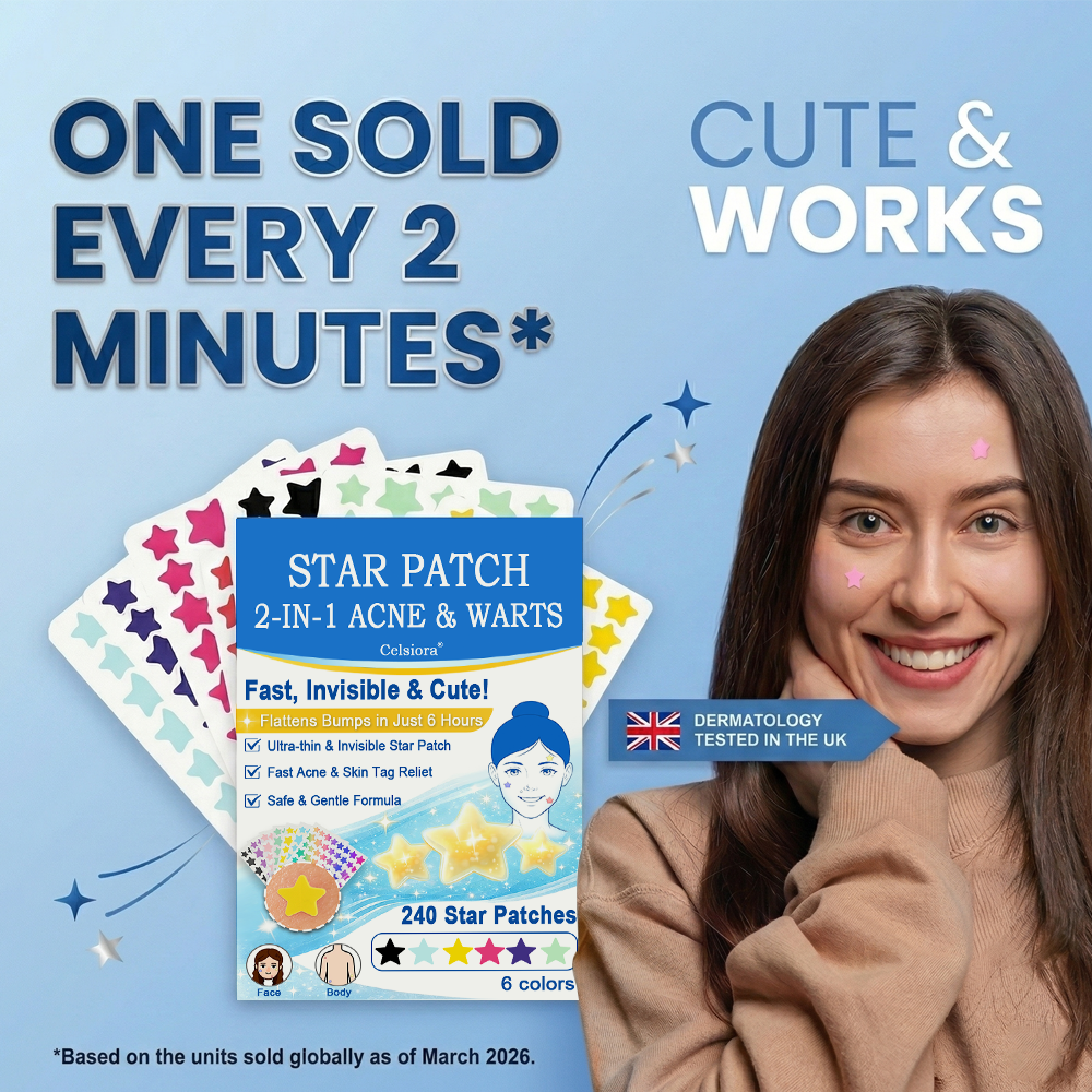 🌟Celsiora® 2-in-1 Microneedle & Hydrocolloid Star Patch | Flat Warts & Skin Tags Remover Acne, Raised Moles | 6 Colors Pimple Patch for Face & Neck | Invisible Star Zit Stickers | 240 Count 🌟