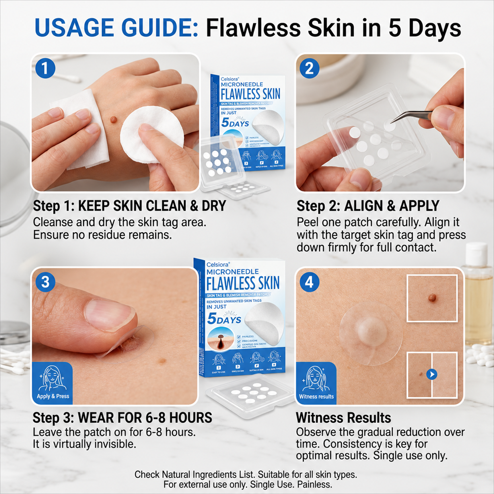 🍀 Celsiora® 2-in-1 Microneedle & Hydrocolloid Patch | Raised Moles,Acne,  Flat Warts & Skin Tags Remover | Improves Wrinkles, Blemishes & Scars | Invisible Pimple Patches for Face & Body (Copy)