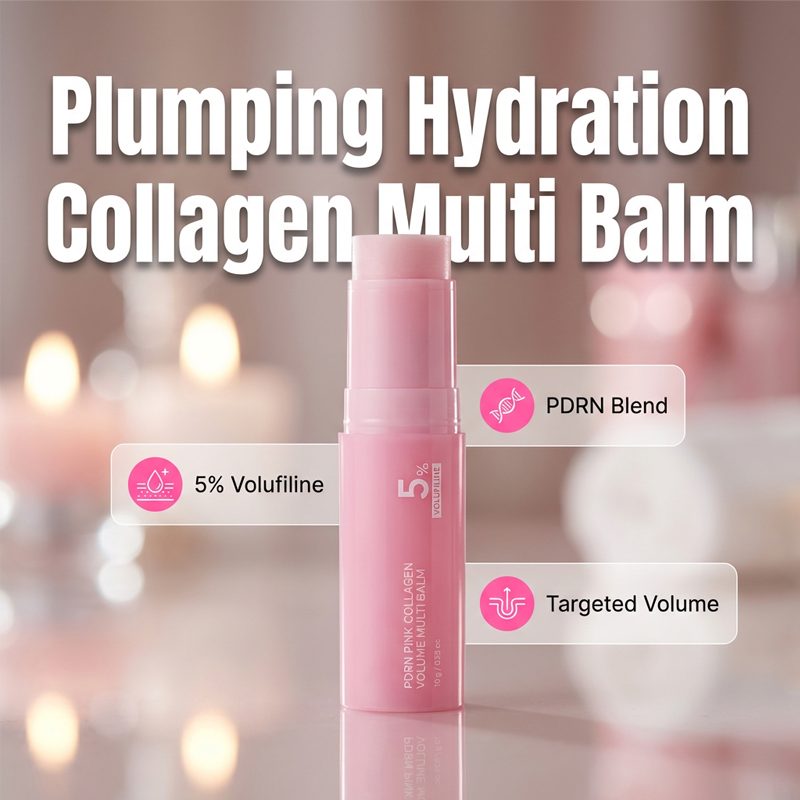 🥳60% OFF | Today Only！🥳💕PDRN Pink Collagen Volume Multi Balm | All In One Volufiline, PDRN, NAD Stick for Youthful-Looking