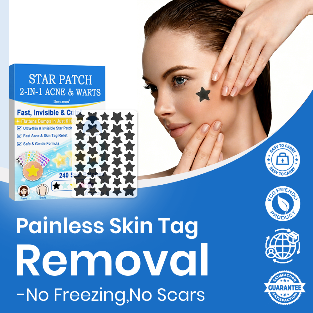 🌟Celsiora® 2-in-1 Microneedle & Hydrocolloid Star Patch | Acne, Raised Moles, Flat Warts & Skin Tags Remover | 6 Colors Pimple Patch for Face & Neck | Invisible Star Zit Stickers | 240 Count