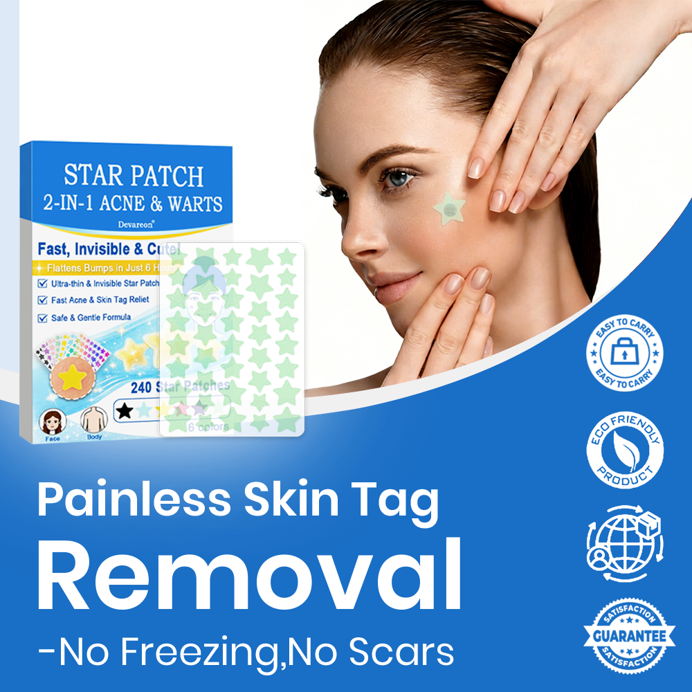 🌟Celsiora® 2-in-1 Microneedle & Hydrocolloid Star Patch | Acne, Raised Moles, Flat Warts & Skin Tags Remover | 6 Colors Pimple Patch for Face & Neck | Invisible Star Zit Stickers | 240 Count