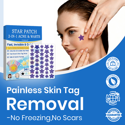 🌟Celsiora® 2-in-1 Microneedle & Hydrocolloid Star Patch | Flat Warts & Skin Tags Remover Acne, Raised Moles | 6 Colors Pimple Patch for Face & Neck | Invisible Star Zit Stickers | 240 Count 🌟