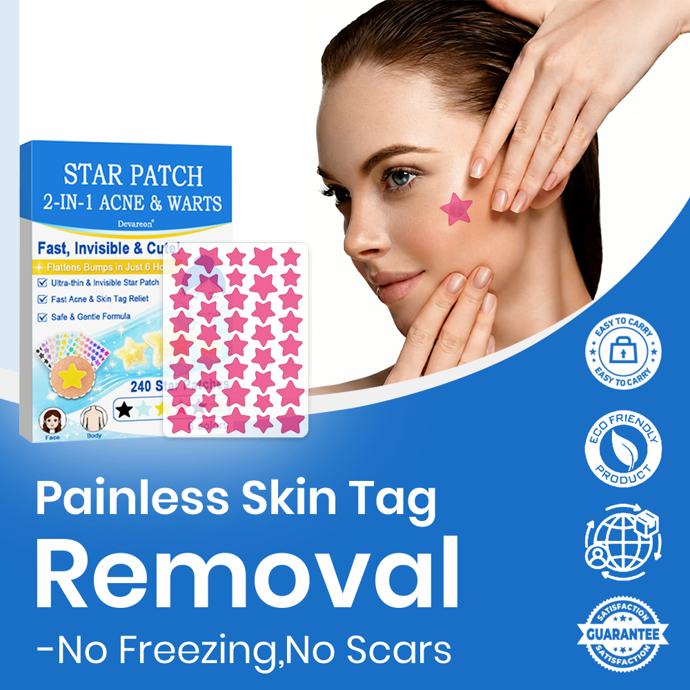 🌟Celsiora® 2-in-1 Microneedle & Hydrocolloid Star Patch | Acne, Raised Moles, Flat Warts & Skin Tags Remover | 6 Colors Pimple Patch for Face & Neck | Invisible Star Zit Stickers | 240 Count