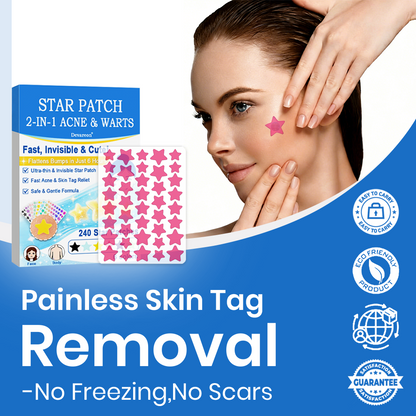 🌟Celsiora® 2-in-1 Microneedle & Hydrocolloid Star Patch | Acne, Raised Moles, Flat Warts & Skin Tags Remover | 6 Colors Pimple Patch for Face & Neck | Invisible Star Zit Stickers | 240 Count