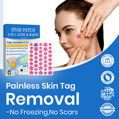 🌟Celsiora® 2-in-1 Microneedle & Hydrocolloid Star Patch | Flat Warts & Skin Tags Remover Acne, Raised Moles | 6 Colors Pimple Patch for Face & Neck | Invisible Star Zit Stickers | 240 Count 🌟