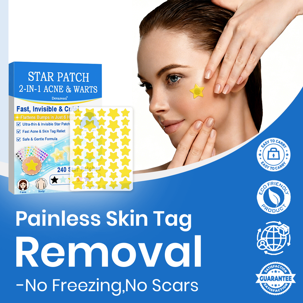 🌟Celsiora® 2-in-1 Microneedle & Hydrocolloid Star Patch | Acne, Raised Moles, Flat Warts & Skin Tags Remover | 6 Colors Pimple Patch for Face & Neck | Invisible Star Zit Stickers | 240 Count