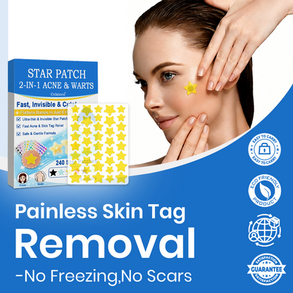 🌟Celsiora® 2-in-1 Microneedle & Hydrocolloid Star Patch | Flat Warts & Skin Tags Remover Acne, Raised Moles | 6 Colors Pimple Patch for Face & Neck | Invisible Star Zit Stickers | 240 Count 🌟